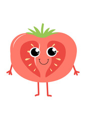Cartoon characters in the form of a tomato with a smile. Vector illustration