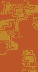 Hand drawn tribal paint brush abstract background in orange and yellow, Japanese and ethnic folk wood carving, weaving textured surface with space for copy, simple graphic for textile, decoration