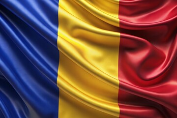 Obraz premium Chad Flag, Waving 3D National Flag Banner, Blue Gold Orange Ribbon, Patriotic Symbol, African Country