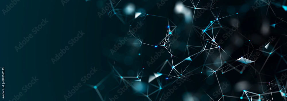 Poster polygonal background with dots and lines. network connection structure. science and technology. 3d