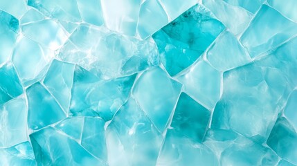 Obraz premium Aquamarine Gemstone Mosaic Linear Design Banner Gentle Blur