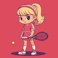 Cute tennis player vector illustration 