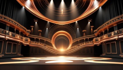 Black golden ceremony award stage venue background.