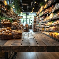 Fototapeta premium Breads on a Table in Market Aisle