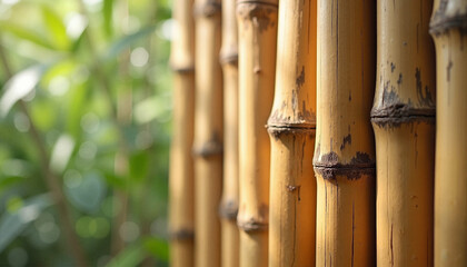 bamboo fence, High definition bamboo texture highlighting natural fibers and color variation