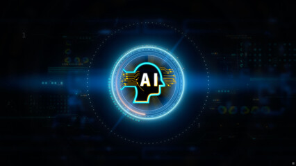 Cutting-Edge AI Technology Interface: A Visual Representation of Futuristic AI Systems for Advanced Data Management and Connectivity