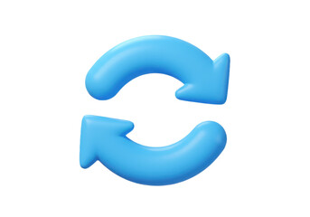 3D illustration of two blue curved arrows forming a circular motion symbolizing refresh synchronization or reload