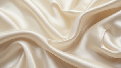 Obraz premium Glossy Cream Silk Fabric with Elegant Folds Creating a Soft and Luxurious Texture