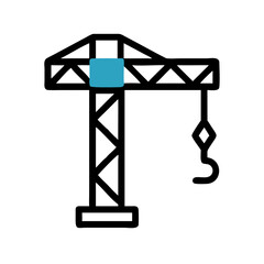 Construction crane lifting objects in urban environment