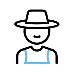 Fototapeta premium Farmer wearing hat smiling against simple background