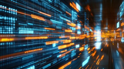 A computer screen with a blue and orange line of numbers