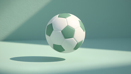 Obraz premium Minimalist Floating Soccer Ball with Soft Shadows