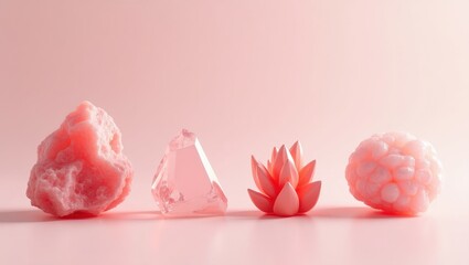 Pastel Pink Crystal Rock Flower Bubblegum Still Life Product Photography