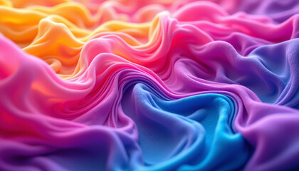 Obraz premium Vibrant multicolor fabric waves create dynamic and fluid texture