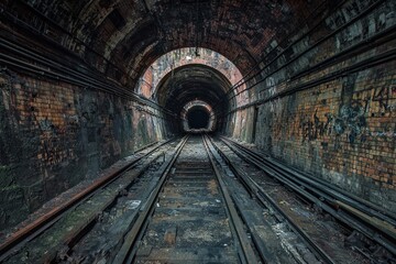 Abandoned railway tunnel interior slung derelict forsaken outcast