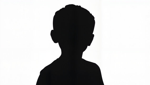Cheerful silhouette of a boy smiling against white background, joy
