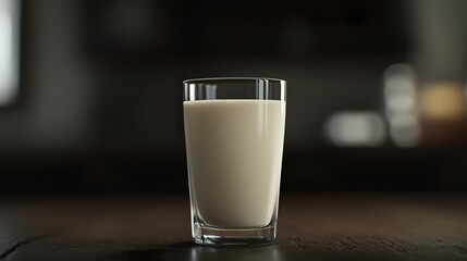 Refreshing milk drink in a glass on wooden table indoor setting close-up view dairy beverage concept