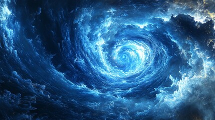 A vast ocean vortex with swirling waves of pure blue energy