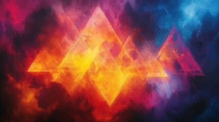 Fototapeta premium A neon-colored rainstorm forming intricate geometric energy patterns