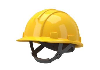 Naklejka premium 3D illustration of a bright yellow construction helmet with a smooth glossy surface