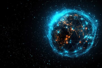 Fototapeta premium Dynamic Digital Ecosystem Representing Global Interconnection and Transactions