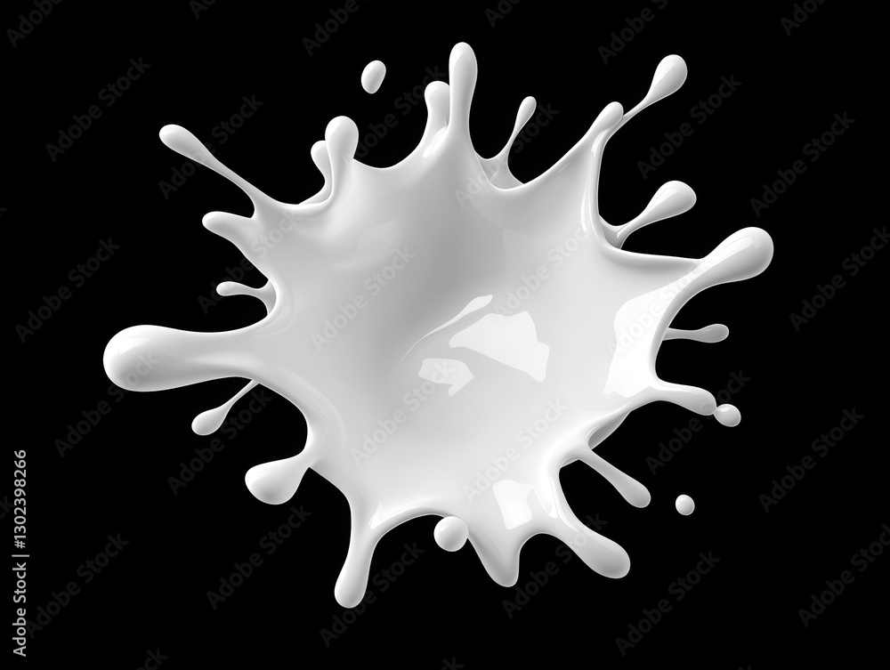 Poster dynamic splash of white liquid on black background capturing motion and energy in a perfectly timed 