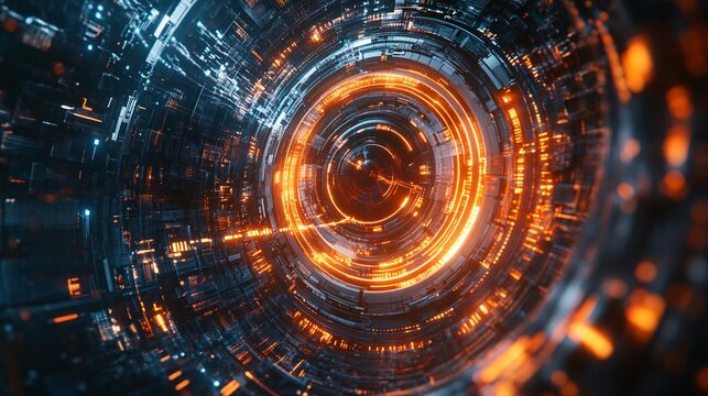 A powerful AI core surrounded by rotating energy rings