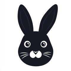Obraz premium Bold, clean Easter bunny face icon in black vector style.