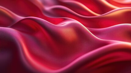 Obraz premium Glossy red silk fabric with smooth, flowing folds. The rich red fabric shimmers under soft lighting, its silky surface reflecting highlights in delicate waves.