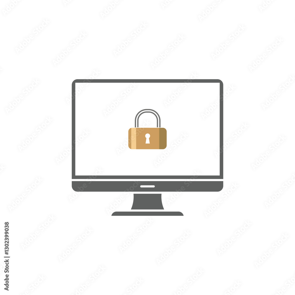Poster security computer lock icon logo design element