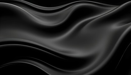 Obraz premium Elegant Black Fabric Waves in Dark Background Art