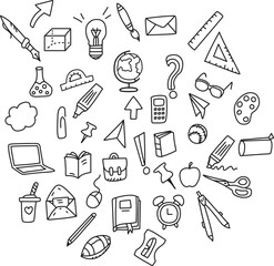 Set of Hand-drawn school icons