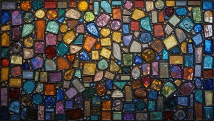Obraz premium Colorful Mosaic Tile Pattern Composed of Geometric Shapes in a Vibrant Design