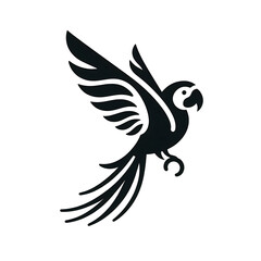 Fototapeta premium flat and minimalist Parrot fly icon of silhouette black shape illustration 2012