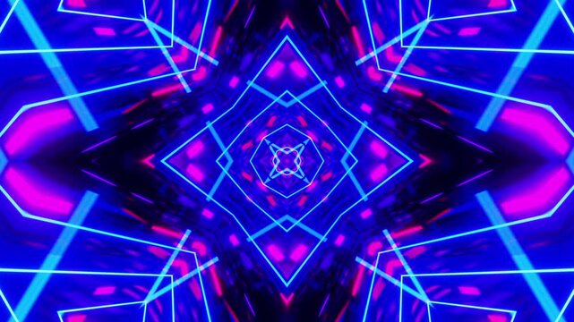Vj Loop Blue Red Neon kaleidoscope 007