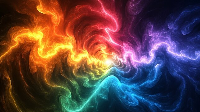 A colorful wormhole opening into a parallel universe of glowing light