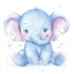 beautiful cute animal surrounded by plant elements. watercolor, pastel colors