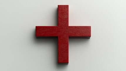 Fototapeta premium A white cross against a white backdrop signifies faith, hope, and courage, frequently displayed as a national flag, embodying bravery and supreme sacrifice