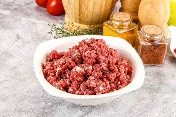 Raw beef minced meat for cooking