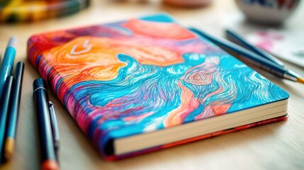 A vibrant notebook, adorned with a kaleidoscope of colorful sketches, housed a symphony of creative visions and inspiring ideas, waiting to blossom into tangible realities.