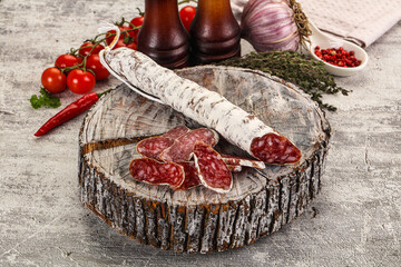Spanish dry Fuet sausages snack