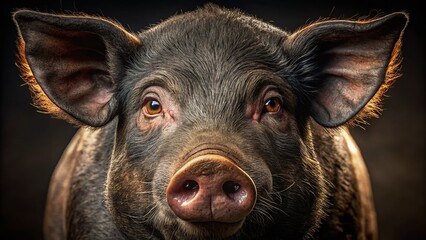 Close-up Texture of Oxford Sandy Black Pig Skin: Rich Dark Brown Pig Hide Detail