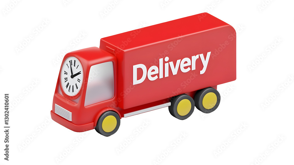 Aufkleber sleek red express delivery truck with motion blur and prominent clock signifying urgency for e comme