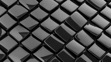 Black Glossy Squares Pattern Abstract Design