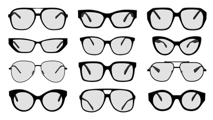 1544_Big set of fashionable glasses isolated on white background