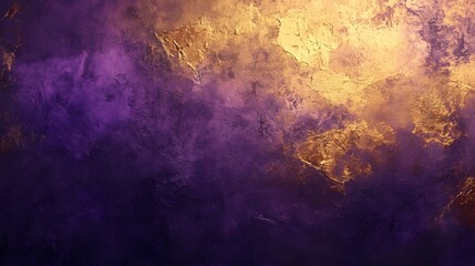 Abstract purple grunge concrete wall with gold veins texture background