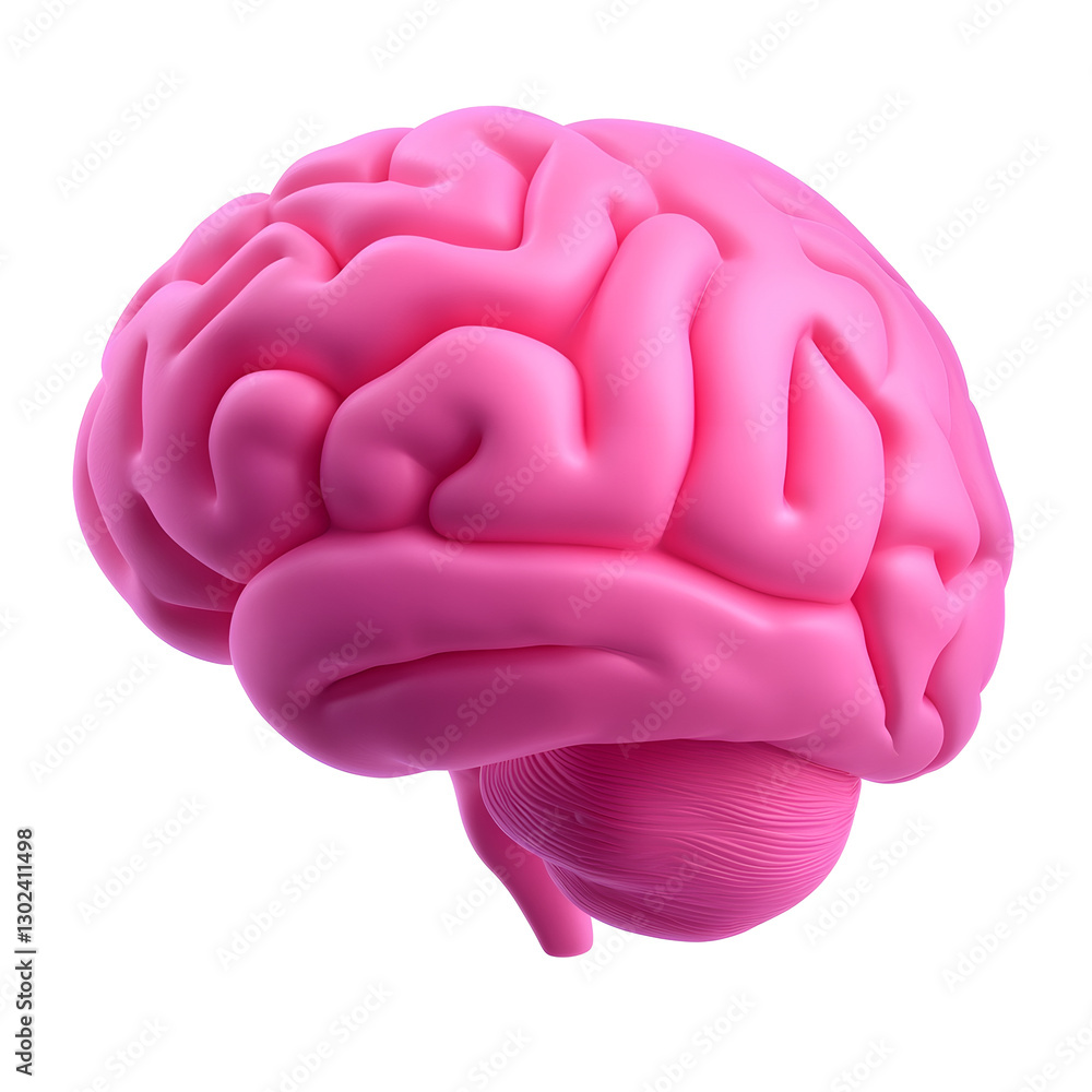 Poster Detailed 3D rendered visualization of the human brain showcasing the complex neural structure with accurately depicted cerebellum and brainstem  The smooth