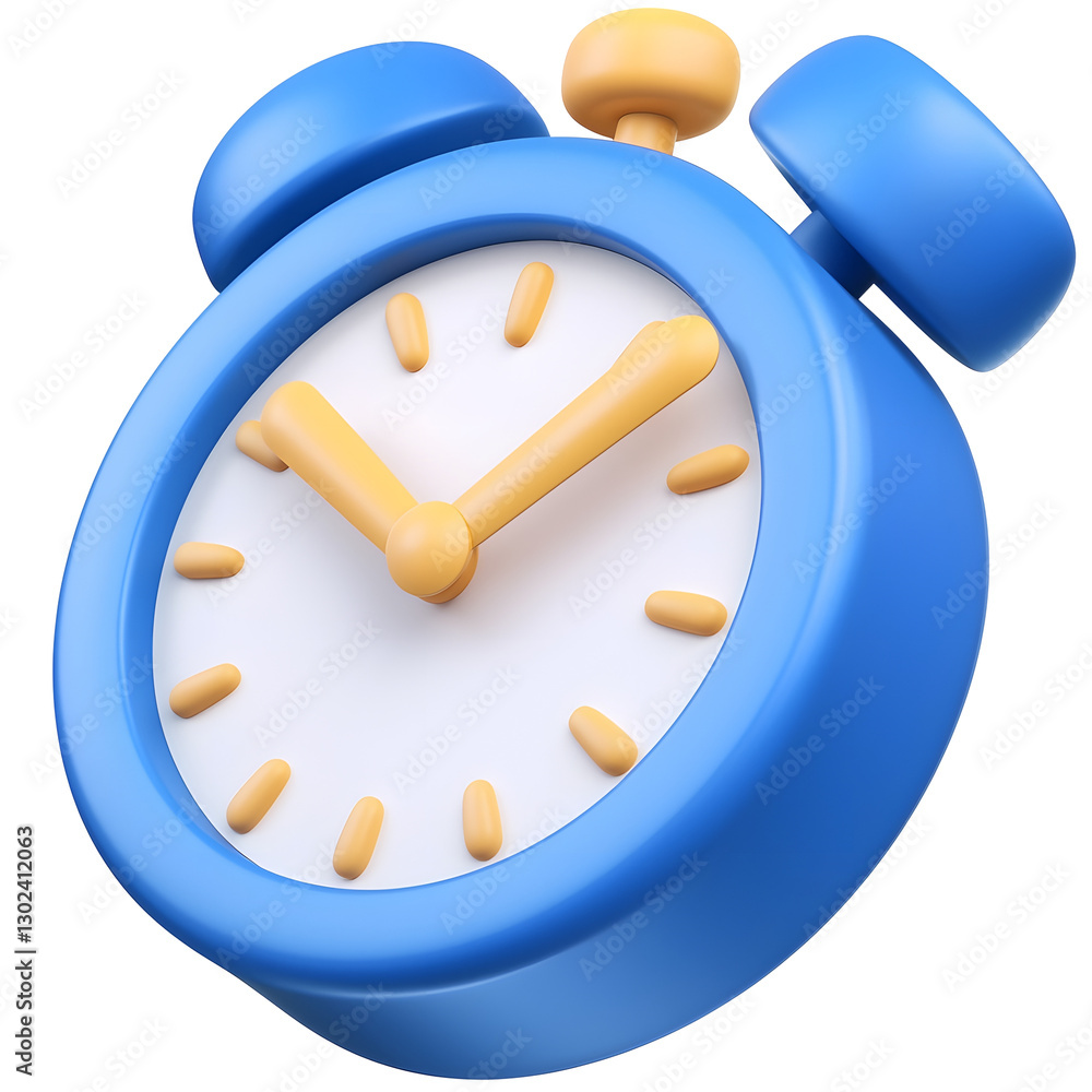 Leinwandbilder a visually appealing 3d stopwatch featuring a glossy blue frame a bright white watch face and yellow