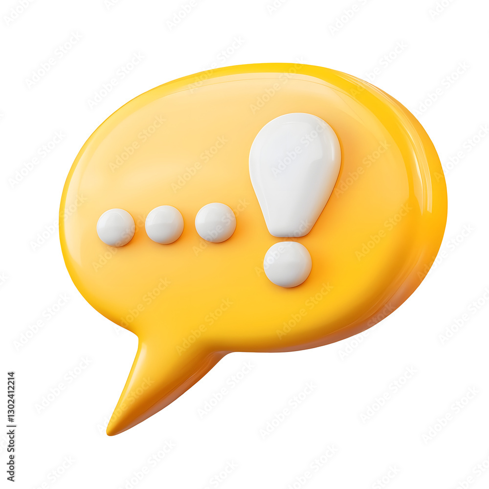 Poster vibrant futuristic 3d speech bubble with urgent exclamation mark for digital interface designs smoot