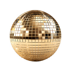 golden disco ball isolated on transparent background